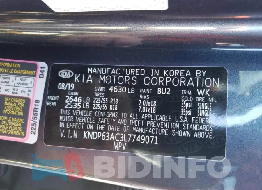 KNDP63AC3L7749071 Photo# 10