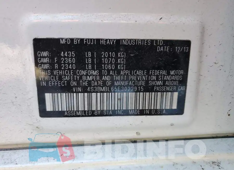 4S3BMBL65E3022915 Photo# 13