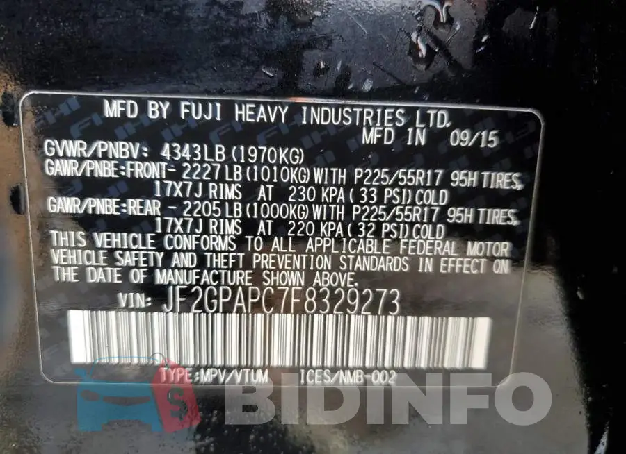 JF2GPAPC7F8329273 Photo# 12