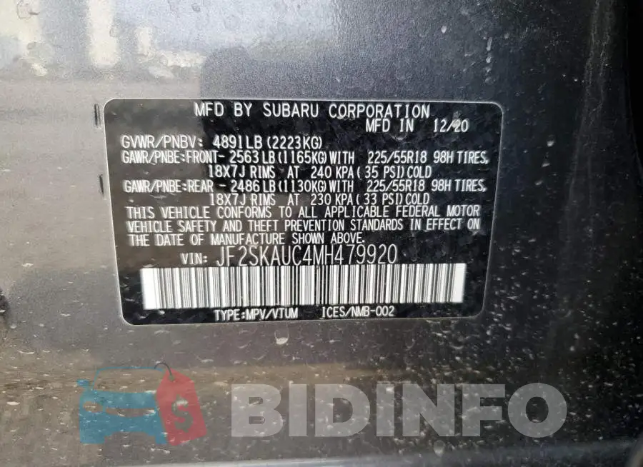 JF2SKAUC4MH479920 Photo# 13