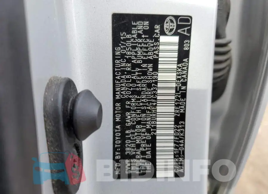 2T1BURHE4FC337190 Photo# 13