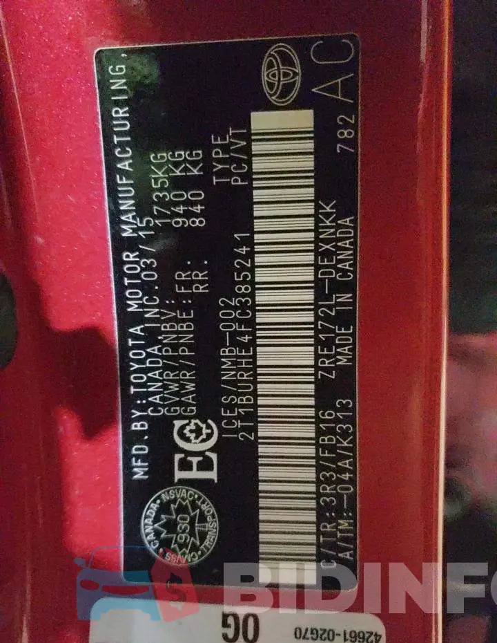 2T1BURHE4FC385241 Photo# 13