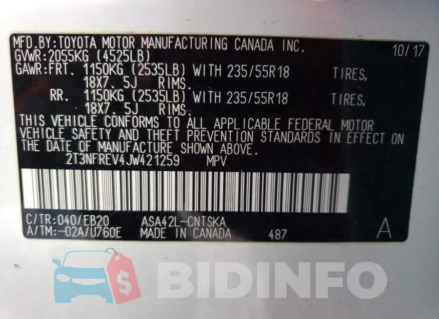2T3NFREV4JW421259 Photo# 12