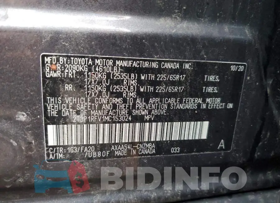 2T3P1RFV1MC153024 Photo# 10