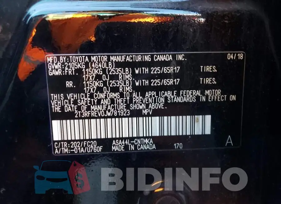 2T3RFREV0JW781923 Photo# 12