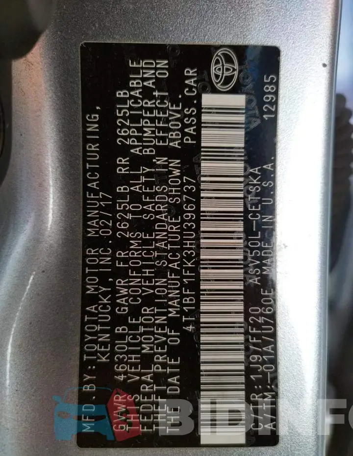 4T1BF1FK3HU396737 Photo# 12