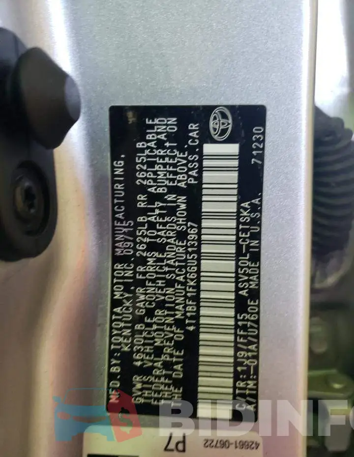 4T1BF1FK6GU513967 Photo# 12