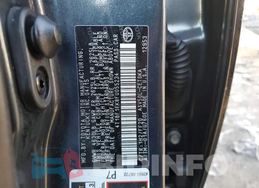 4T1BF1FK8FU055234 Photo# 12