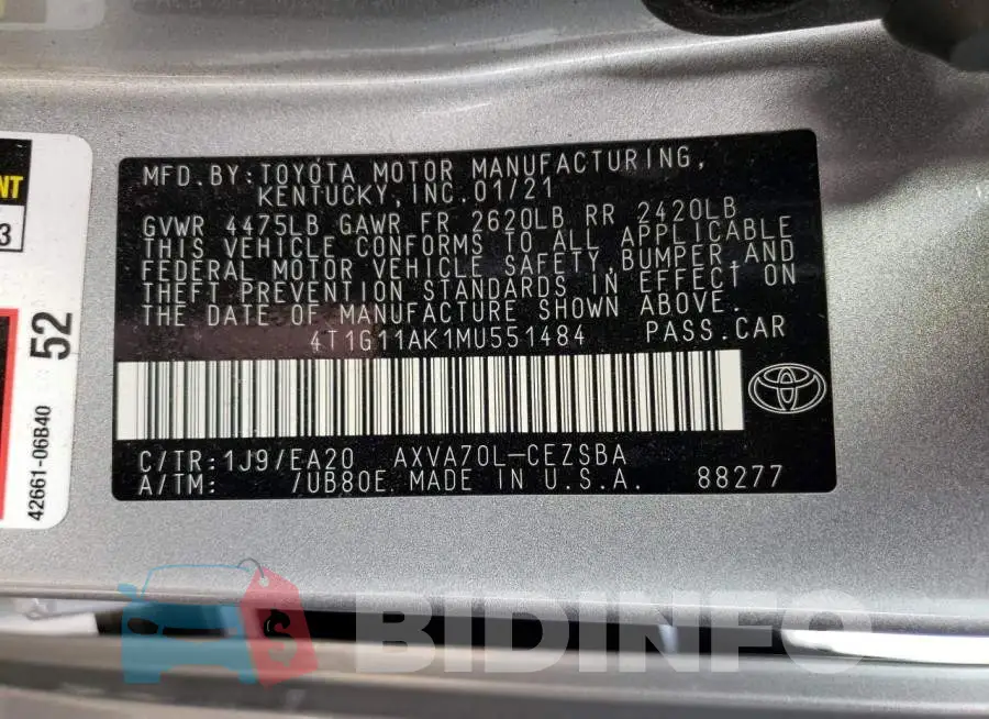 4T1G11AK1MU551484 Photo# 12