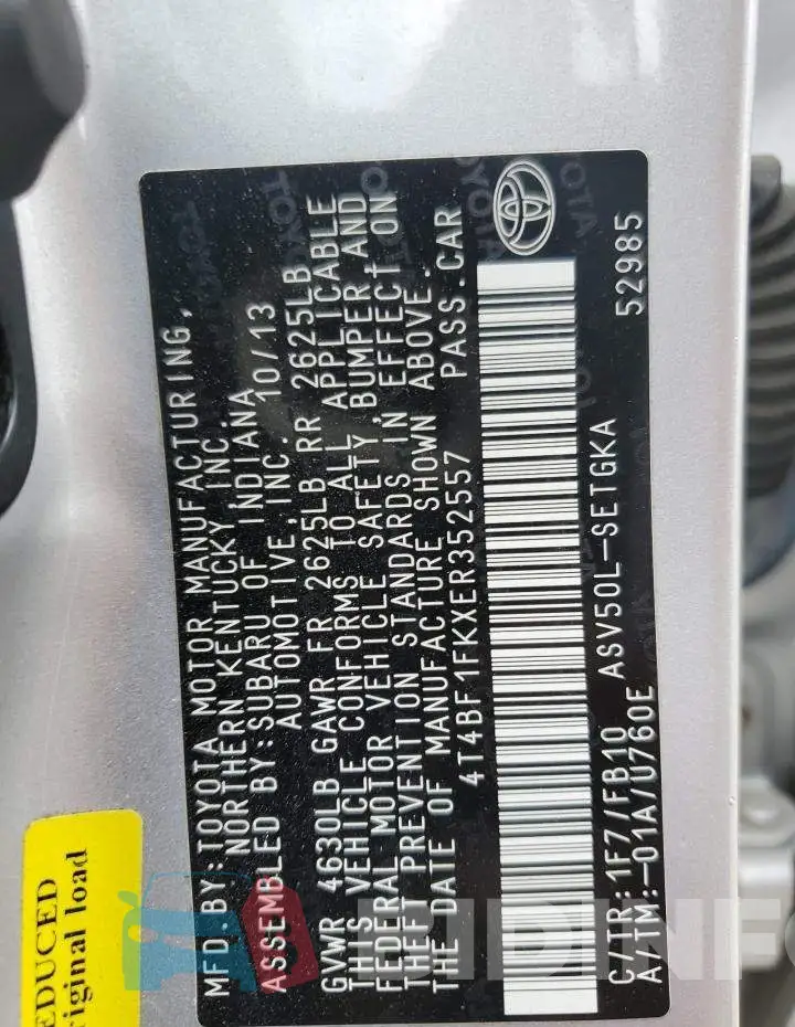 4T4BF1FKXER352557 Photo# 12