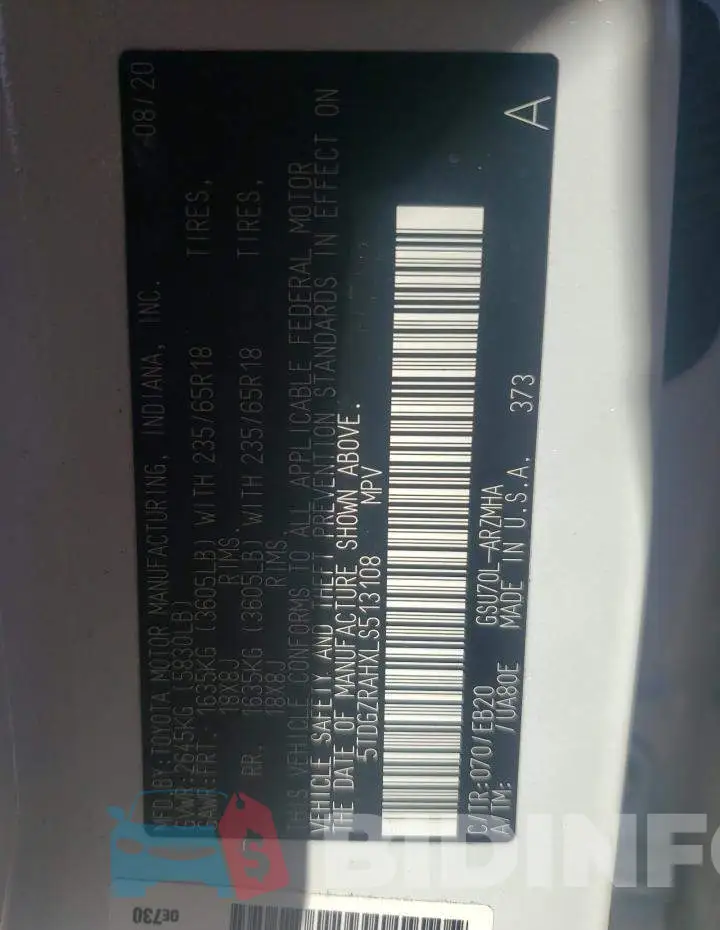 5TDGZRAHXLS513108 Photo# 13