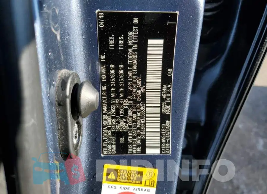 5TDJZRFH3JS859531 Photo# 12