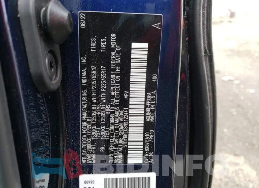 5TDYRKEC8NS122441 Photo# 14
