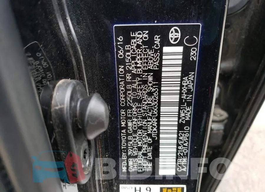 JTDKARFU6G3026311 Photo# 12