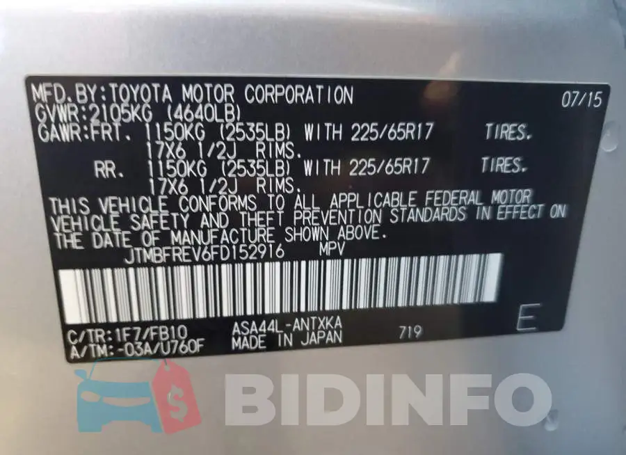 JTMBFREV6FD152916 Photo# 13