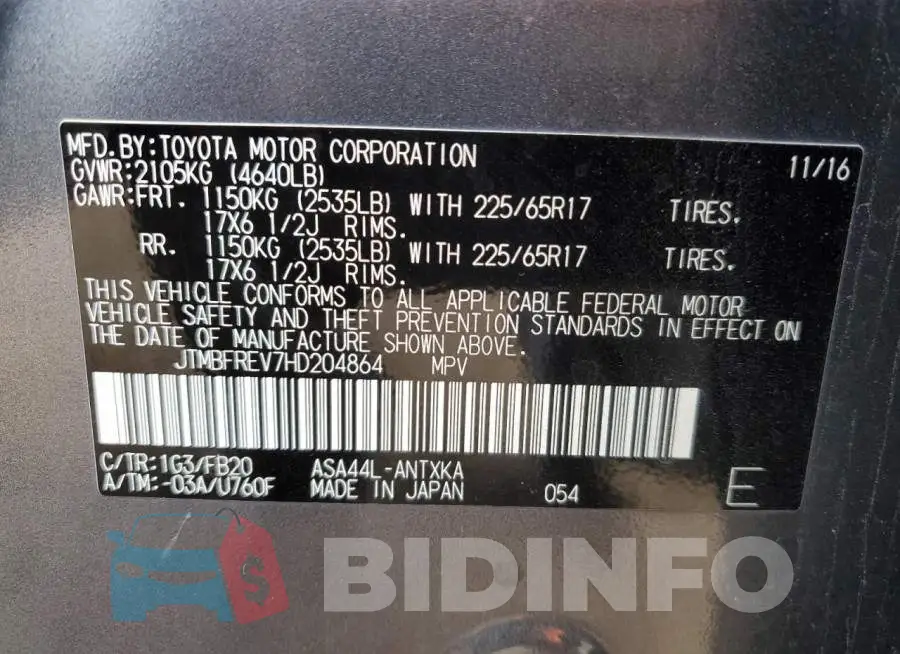 JTMBFREV7HD204864 Photo# 13