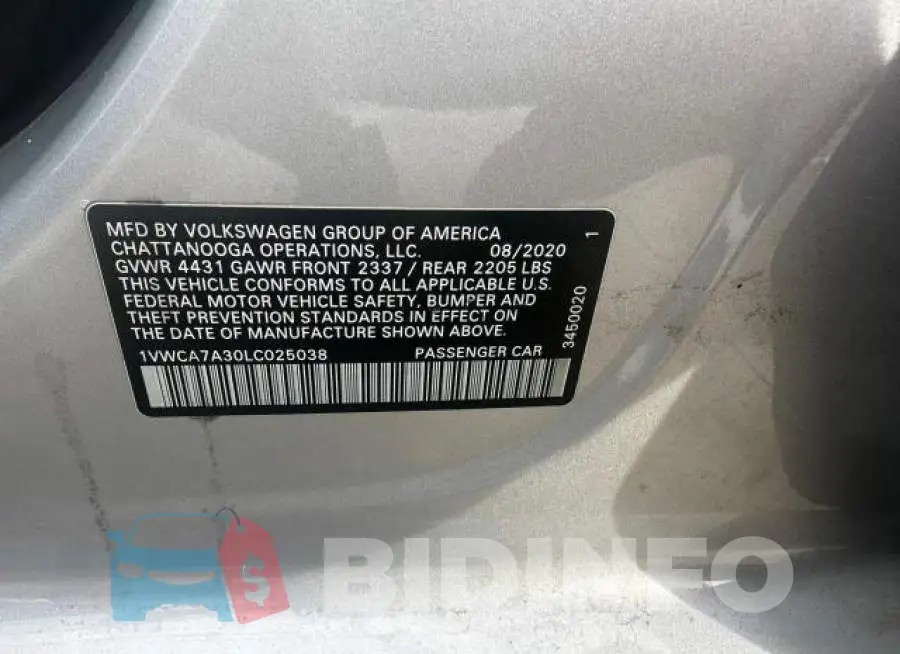 1VWCA7A30LC025038 Photo# 10