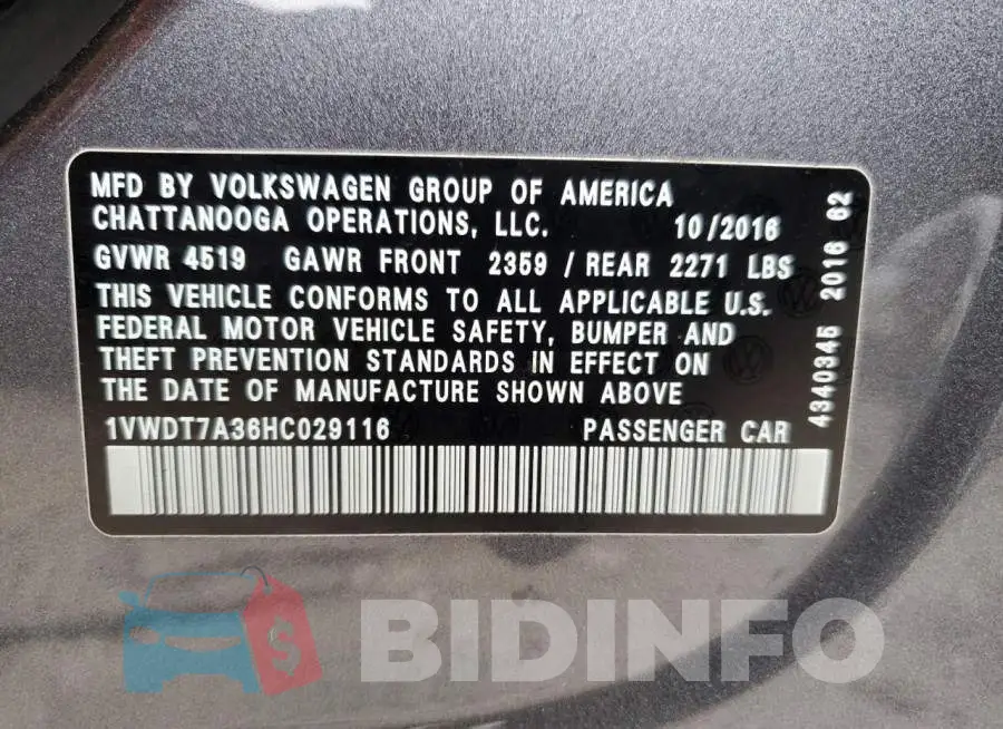 1VWDT7A36HC029116 Photo# 12