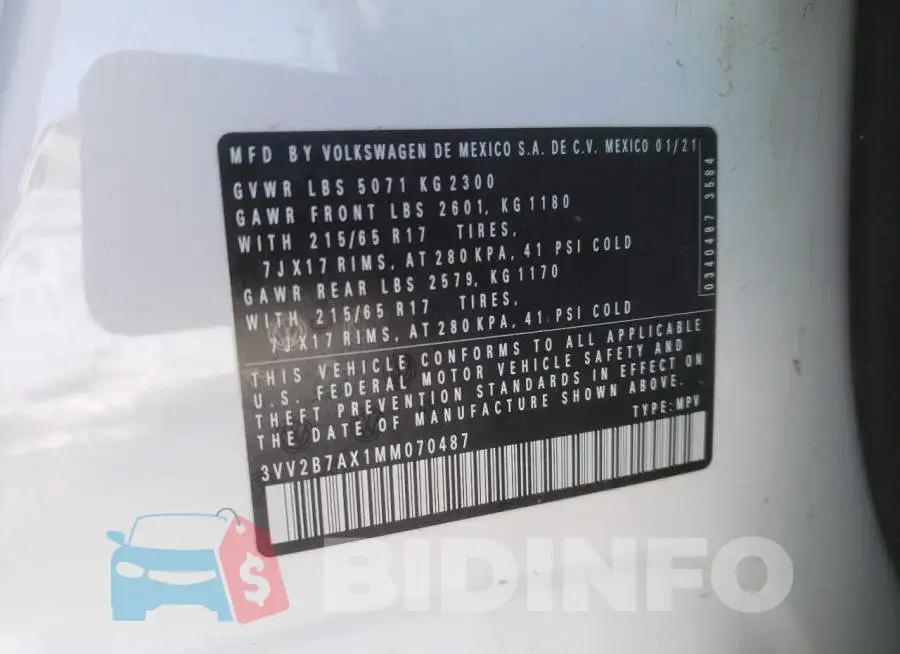 3VV2B7AX1MM070487 Photo# 12