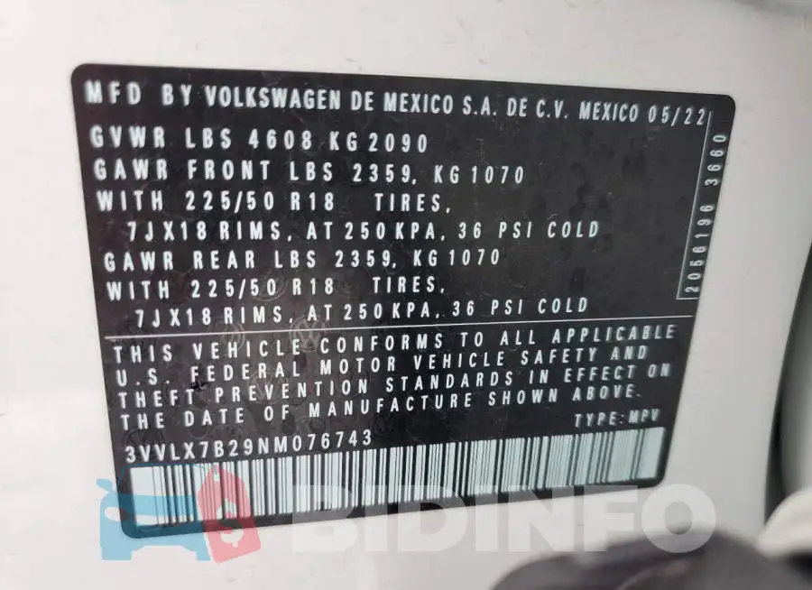 3VVLX7B29NM076743 Photo# 12