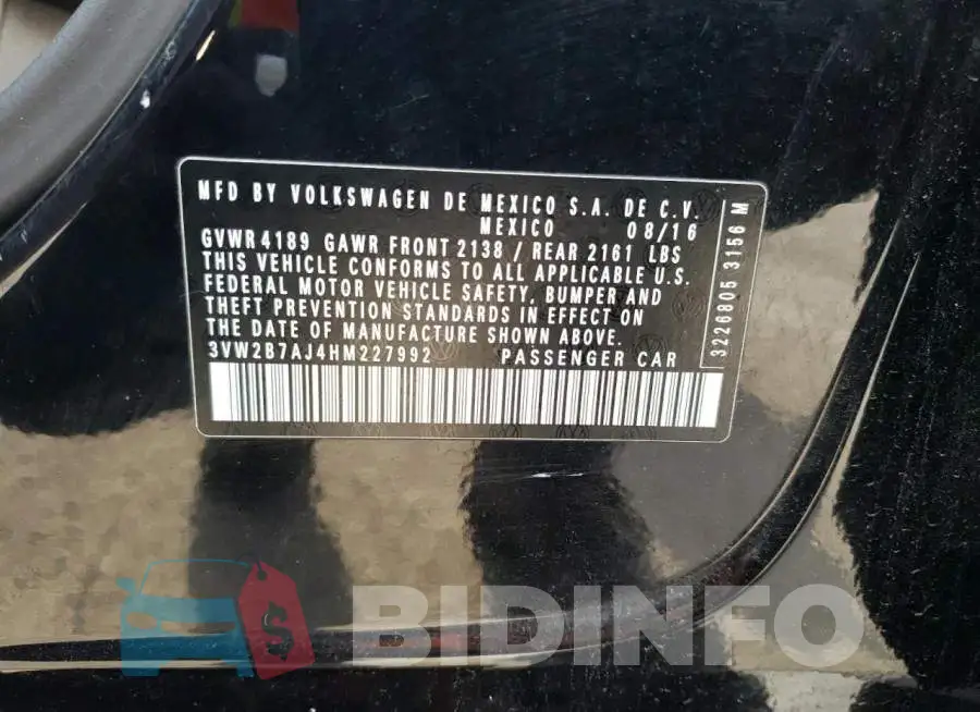 3VW2B7AJ4HM227992 Photo# 12