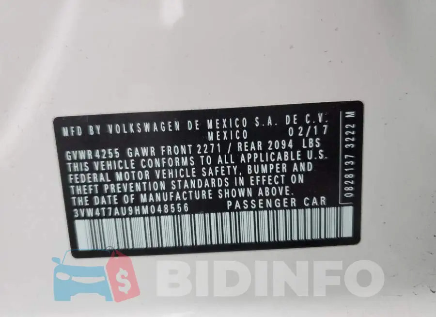 3VW4T7AU9HM048556 Photo# 12