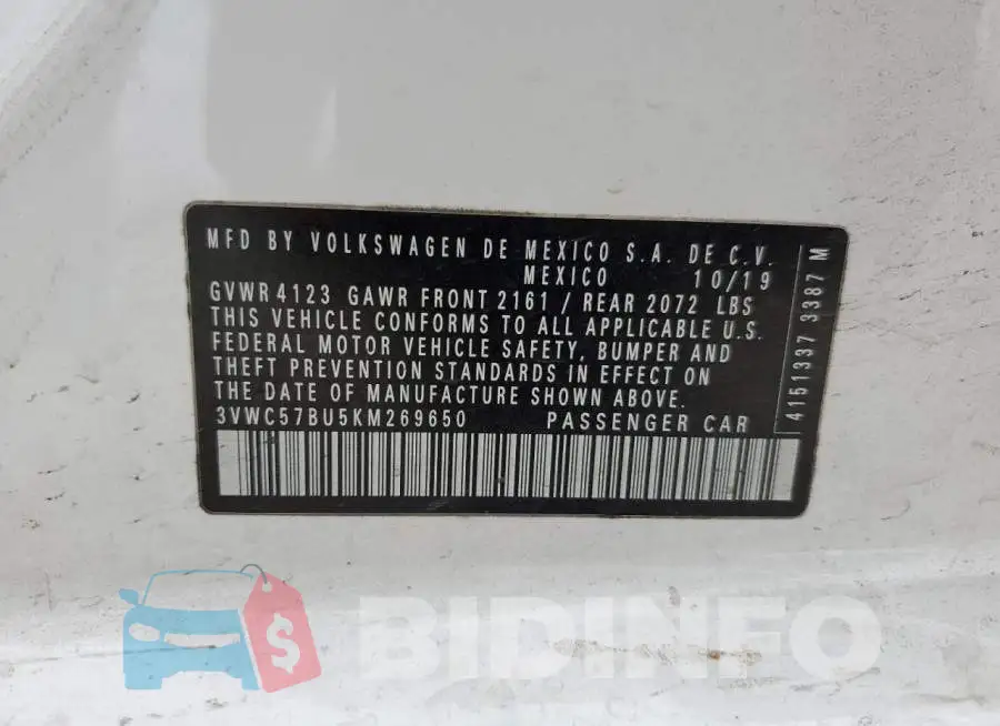 3VWC57BU5KM269650 Photo# 12