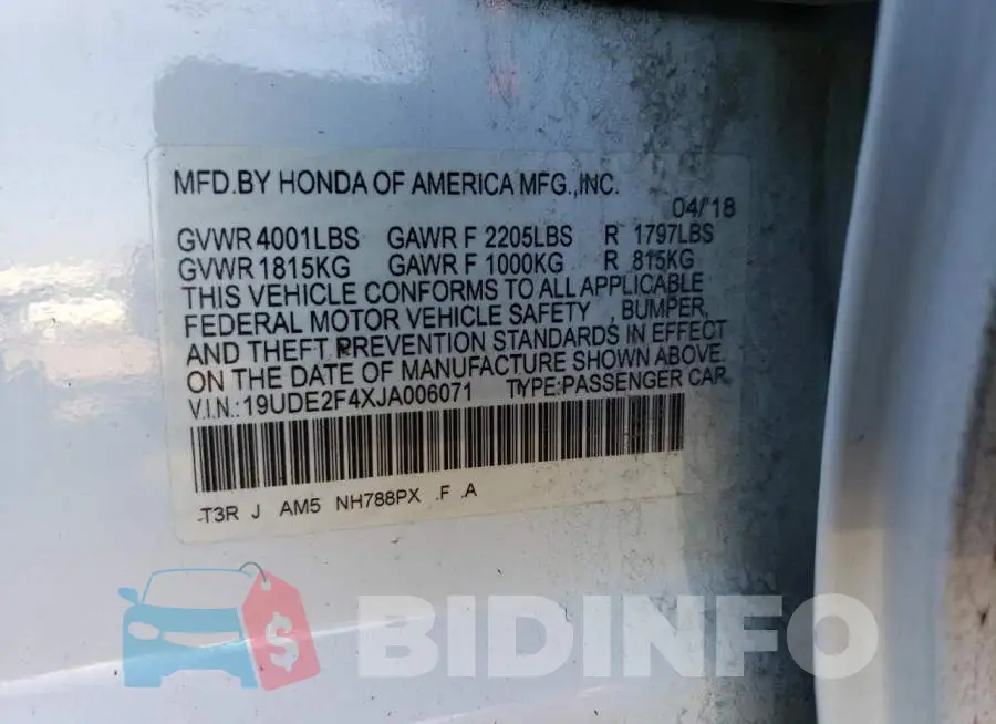 19UDE2F4XJA006071 Photo# 13