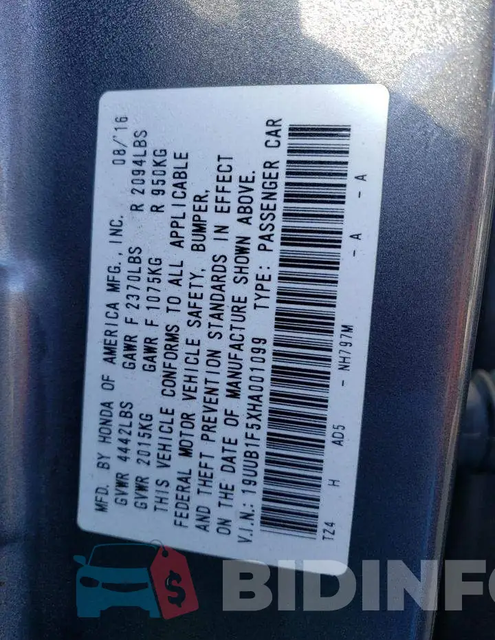 19UUB1F5XHA001099 Photo# 12