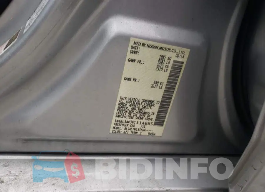 1N4BL3AP3FC114665 Photo# 12