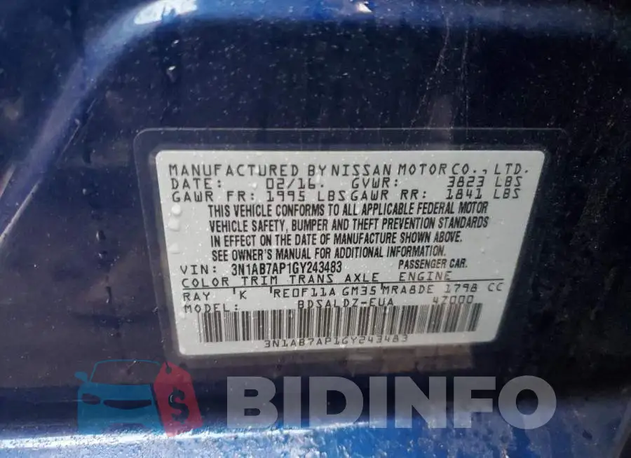 3N1AB7AP1GY243483 Photo# 13