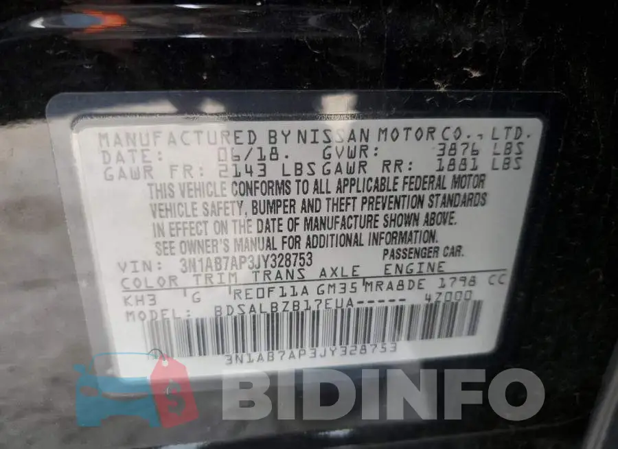 3N1AB7AP3JY328753 Photo# 10