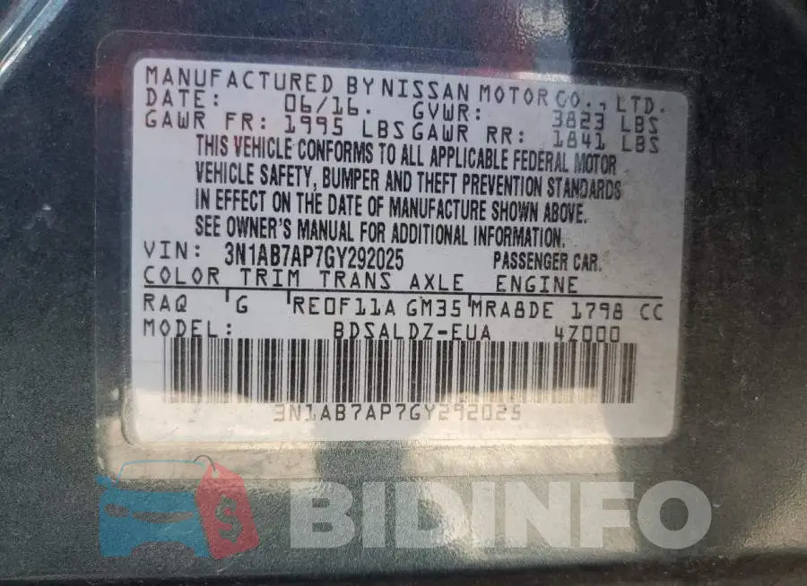 3N1AB7AP7GY292025 Photo# 12