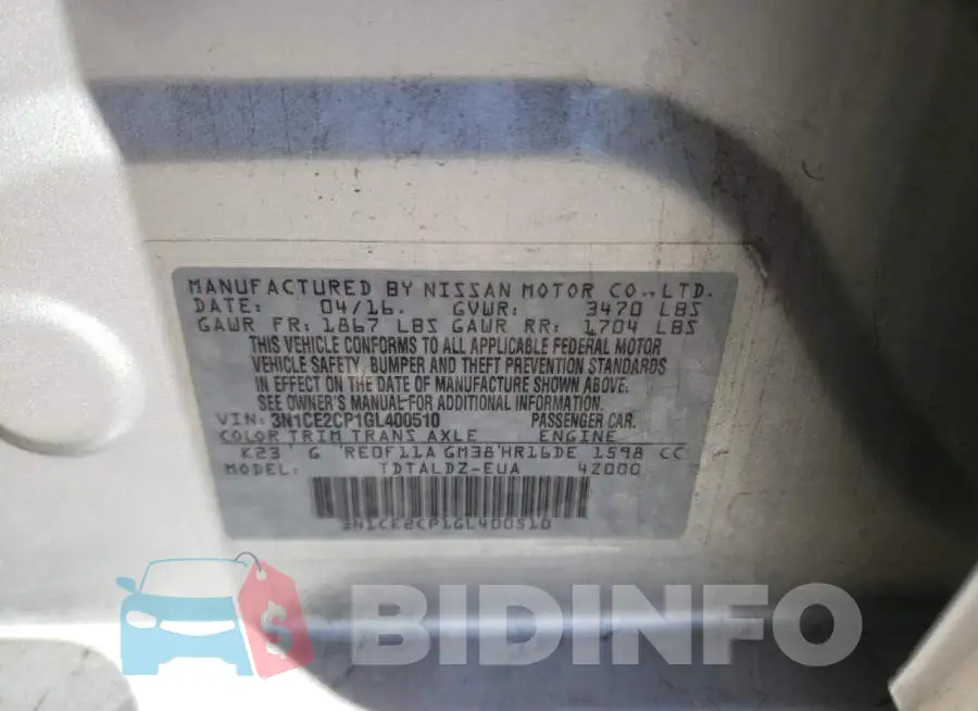 3N1CE2CP1GL400510 Photo# 12