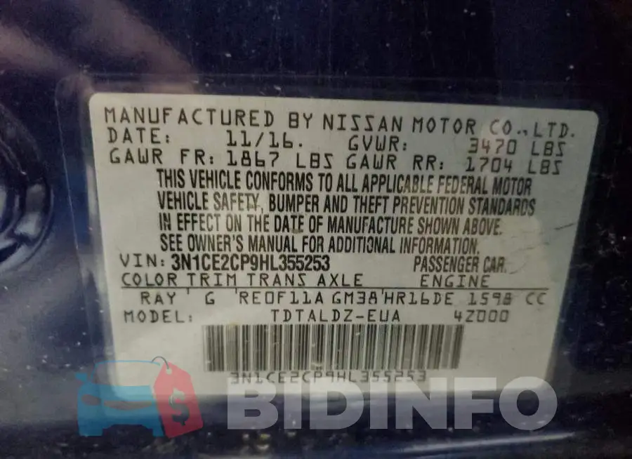 3N1CE2CP9HL355253 Photo# 10