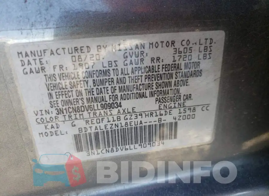 3N1CN8DV6LL909034 Photo# 13