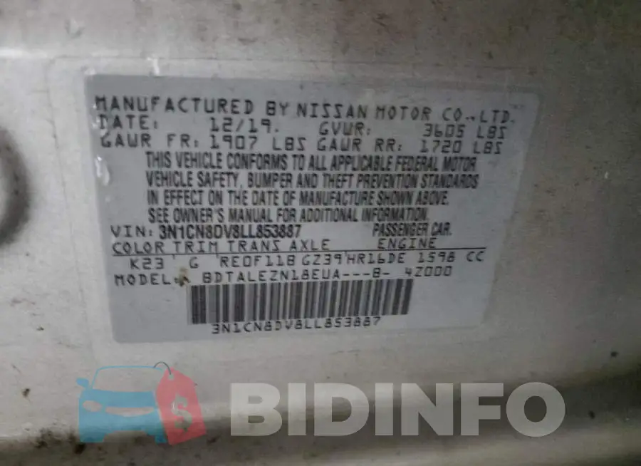 3N1CN8DV8LL853887 Photo# 12