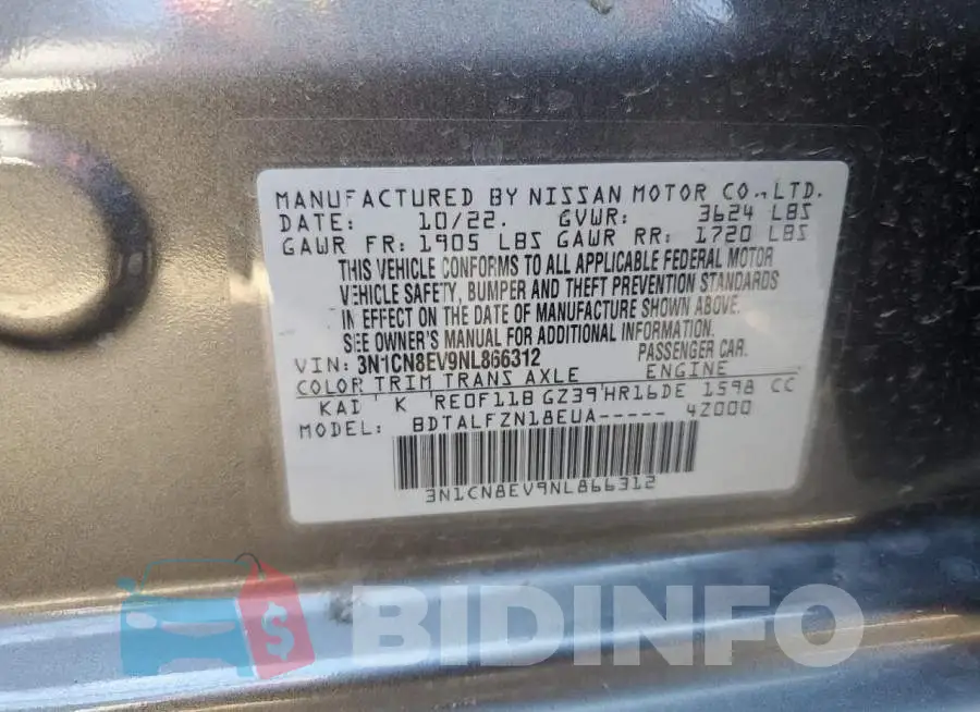 3N1CN8EV9NL866312 Photo# 12