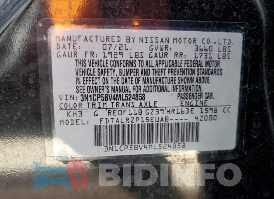 3N1CP5BV4ML524858 Photo# 13