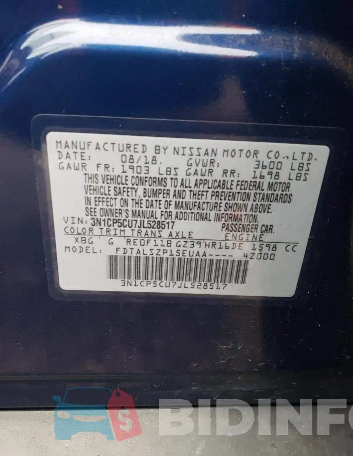 3N1CP5CU7JL528517 Photo# 12