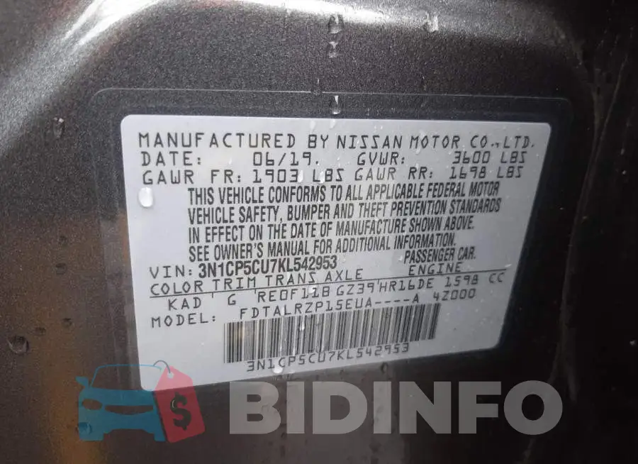3N1CP5CU7KL542953 Photo# 12