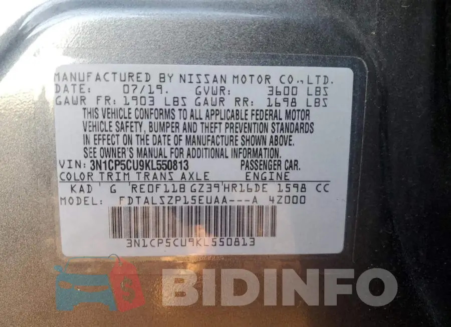 3N1CP5CU9KL550813 Photo# 12