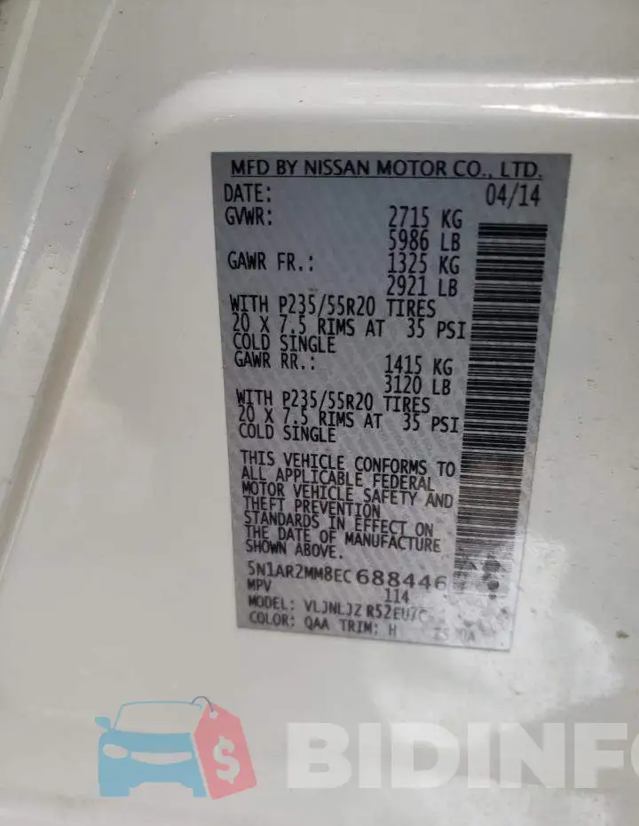 5N1AR2MM8EC688446 Photo# 14