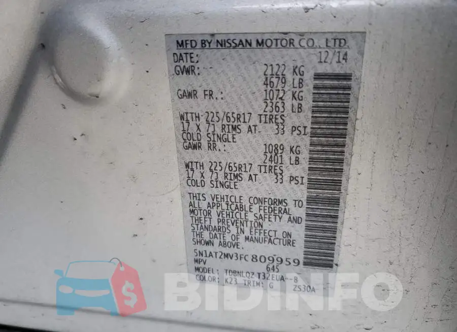 5N1AT2MV3FC809959 Photo# 13