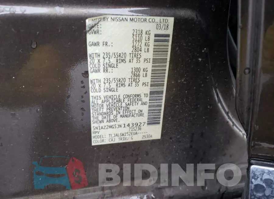 5N1AZ2MG5JN143927 Photo# 14