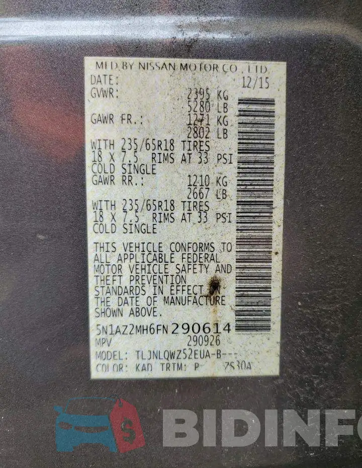 5N1AZ2MH6FN290614 Photo# 13