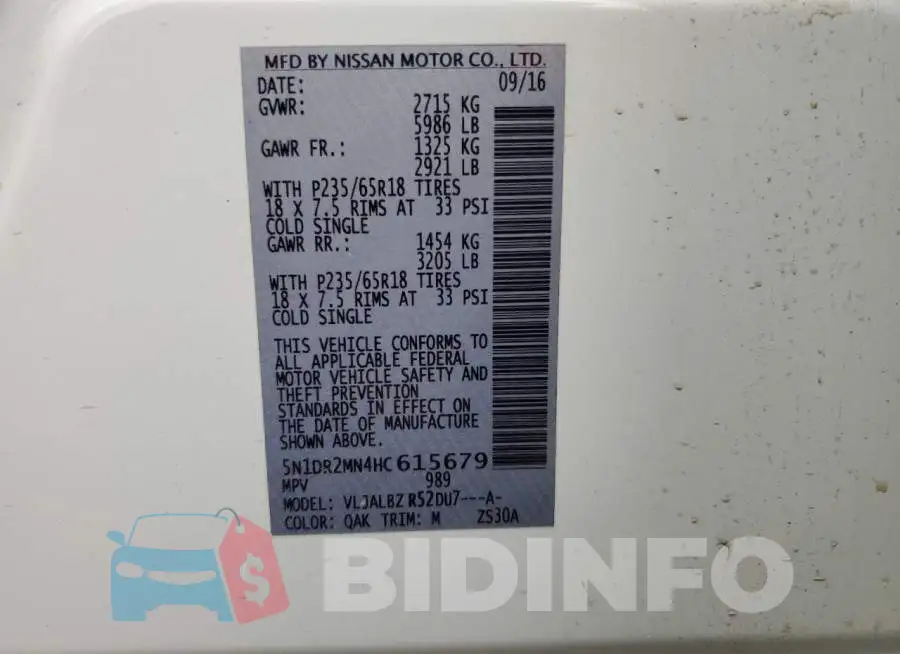 5N1DR2MN4HC615679 Photo# 13