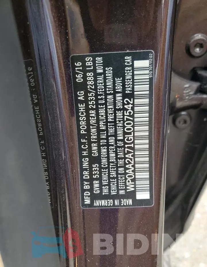 WP0AA2A71GL007542 Photo# 12