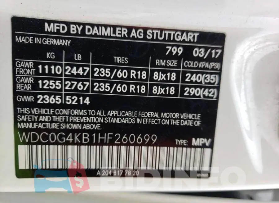WDC0G4KB1HF260699 Photo# 14
