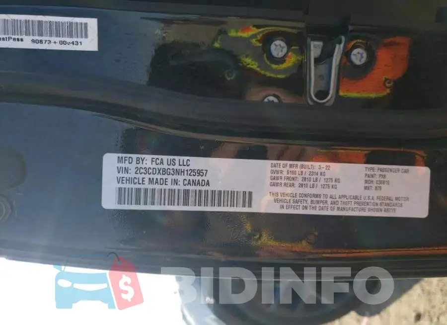 2C3CDXBG3NH125957 Photo# 12